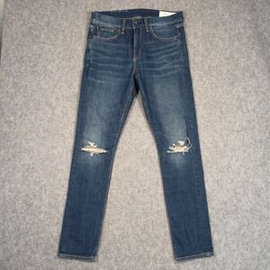 Rag & Bone Blue Distressed Stretch Denim Fit 1 Skinny Jeans Men's Size 31x30.5*